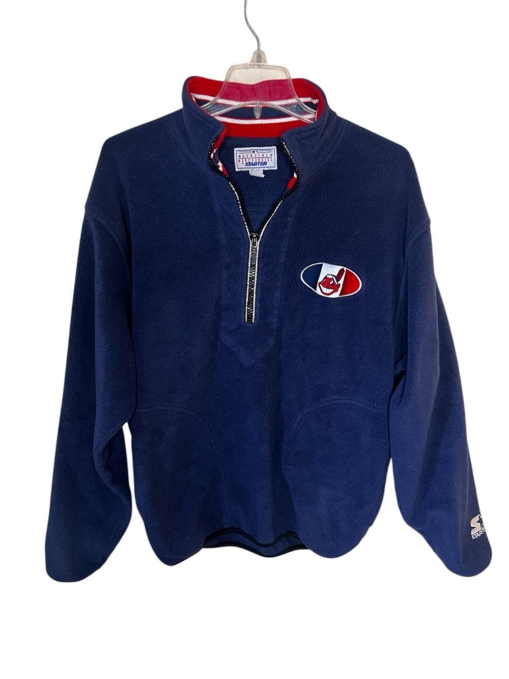 Starter Genuine Merch Cleveland Indians Fleece Pullover Mock Neck 1/2 Zip Medium